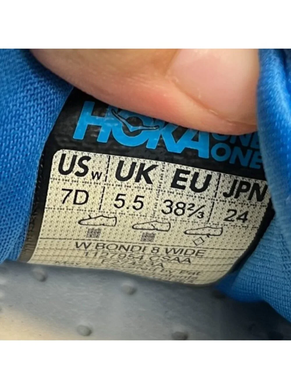 Hoka One One Bondi 8 Womens Size 7D Blue Pink Athletic Running Shoes Sneakers